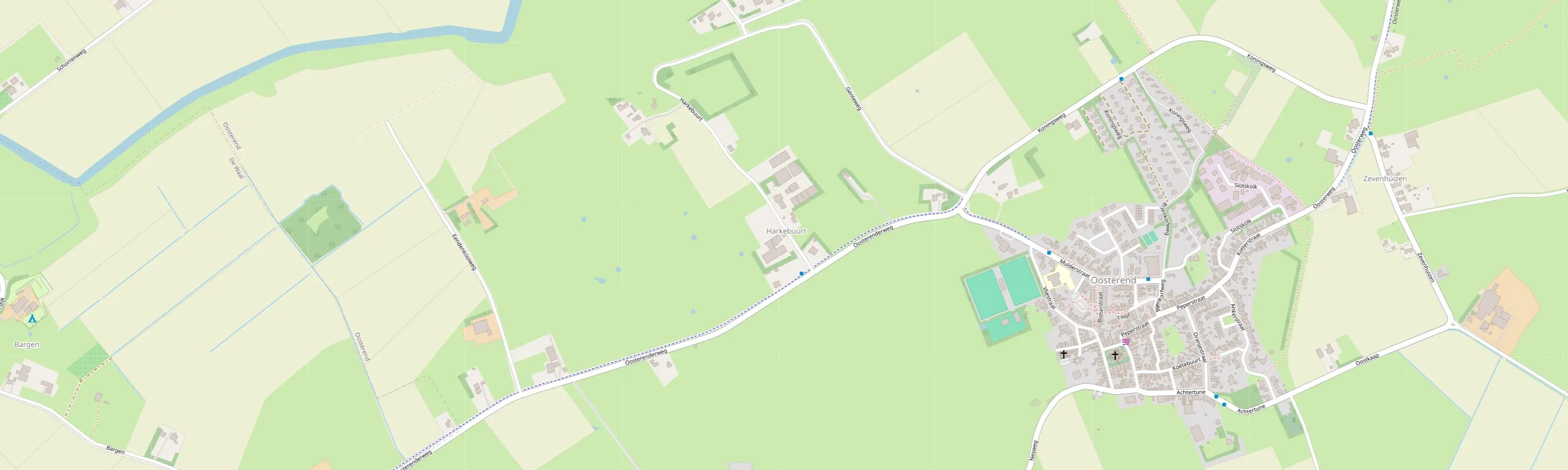 Map showing the location Harkebuurt 3, 1794 HM Oosterend